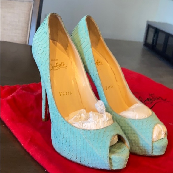 Christian Louboutin Shoes - Christian Louboutin Matt Python Blue Turquoise